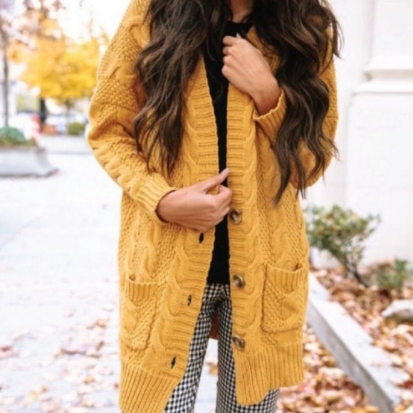 Agnes & Dora Sweaters - Agnes & Dora Mustard Yellow Boyfriend Cardigan